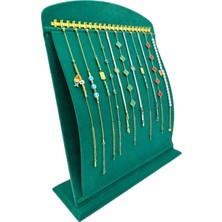 Sezgin Kutu ve Aksesuar Oval Dikey Bileklik ve Zincirlik Standı Yeşil Süet