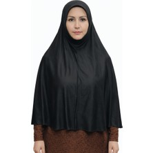 Moda Nokta Hazır Türban Peçeli Pratik Eşarp Tesettür Nikaplı Hijab Namaz Örtüsü Sufle (3xl) Siyah Penye Kumaş