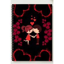 Black-One Sevgililer Günü ( Sevgi ve Kalp &temalı ) A5 Metal Spiralli Çizgisiz Kalın Bristol Kapak Kalp Tem.