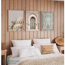 Pam Studio Islami Mimari Temalı Üçlü Duvar Tablosu Geometrik Desen Dekoratif Set
