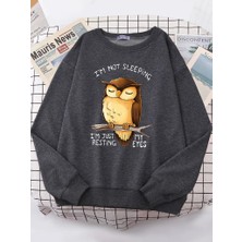 Ben Sadece Benim Gözler Dinlenme Baykuş Kadınlar Hoodie Harajuku Polar Hoody Moda Bisiklet Ya