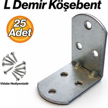 Badem10 L Demir Gönye 25’li Set Oval Başlı 30X45X45 mm Köşe Birleştirme Metal Montaj Sabitleme Aparatı