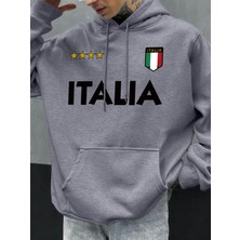 Italya Italyan Bayrağı Tasarım Erkekler Hoodie Polar Kapüşonlular Cep Yumuşak Hoody Sonbahar