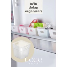 Ucco 10’lu Mini Dolap & Buzdolabı Kapağı Organizer Seti – Mat Şeffaf | 9X9X9 cm | Çok Amaçlı Düzenleyici