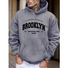 Brooklyn Unstoppable Since Day One Baskılı Sokak Modası Kapüşonlu Üst Erkek Günlük Polar Tişö