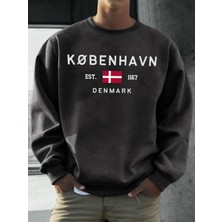 Kobenhavn Danimarka Bayrağı Baskılı Kazak Erkekler Polar Moda Kazak Yaratıcı Sonbahar Spor Gi