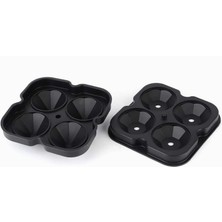 Hype Store Elmas Şekilli Silikon Buz Kalıbı, 4'lü Set, Lüks Kalite