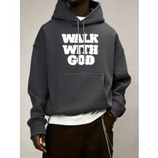 Tanrı'nın Yüzüklüleriyle Yürümek Baskılı Erkek Sokak Modası Kapüşonlu Üst Yumuşak Sonbahar So