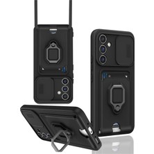 Olinea Newface Galaxy A15 4g Kılıf Zuma Kartvizitli Yüzüklü Silikon - Siyah