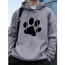 Basit Taban Desen Baskılı Erkek Sweatshirtleri Kışlık Bol Kapüşonlu Üstler Spor Cepli Polar S