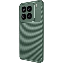 Olinea Newface Mi 15 Kılıf Auto Focus Karbon Kapak - Koyu Yeşil