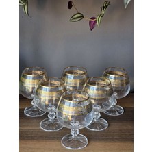 Konyax Bordür Mix 250 cc Kahve Yanı Kristal Bardak 6'lı 24K El Işçiliği Gerçek Altın Işlemeli