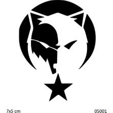 Airbrush Tattoo Bayrak ve Kurt Yapışkanlı Stencil Süsleme ve Boyama Kalıbı