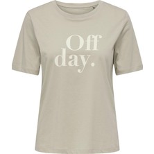 Only Kadın Bisiklet Yaka Grafik Baskılı Tişört - Happy