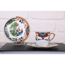 Konyax Hybrid 64 Parça 2 Kişilik Porselen Türk Kahvesi Fincan Takımı