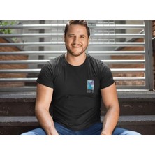 ModaSize Erkek Bisiklet Yaka Baskılı Oversize T-Shirt - Siyah