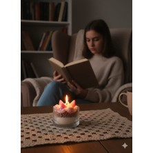 Duof Magnolya Pasta Görünümlü Çilekli El Yapımı Soya Wax Mumu - Doğal ve Minimal Dekoratif Mum