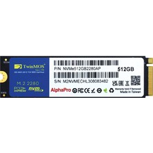Kaia Life Twinmos NVME512GB2280AP, Alphapro, 512GB, 3600-3250MB/S, Gen3, Nvme Pcıe M.2 2280, Ssd, Tlc, 3dnand