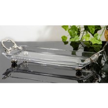 Atabey Home Metal Kulplu Servis Tabağı Gümüş Renk