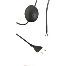 Hepta Collection Şahnet Yuvarlak Arapuarlı Fişli Kablo Siyah 4mt (Abajur Masa Lambası Lambader Enerji Kablosu)