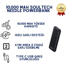 Hzl 10.000 Mah Soultech Needle Hızlı Şarj Destekli Type-C Girişli Taşınılabilir Powerbank