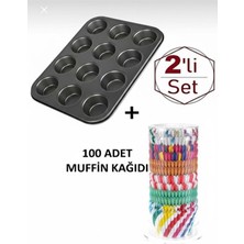 Dystopia 2'li Seti - 12 Gözlü Kek Kalıbı + 100 Adet Renkli Kağıdı