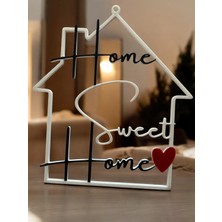 Ecolia Store "home Sweet Home" Yazılı Kalp Detaylı Dekoratif Duvar Objesi - Modern Ev Şekilli Duvar Süsü