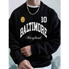 Baltimore Maryland Amblem Baskıları Erkek Tişörtü Sonbahar Bisiklet Yaka Kapüşonlu Üst Temel
