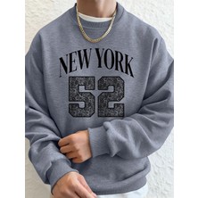 New York Sanat Mektubu 52 Baskılı Erkekler Kazak Kış Polar Sıcak Kapüşonlular Kore Gevşek Bis