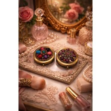 Seymen Bıçakçılık  2’li El Işlemeli Pirinç Kaplama Çift Taraflı Kompakt Cep Aynası – Vintage Tasarım, Hediyelik