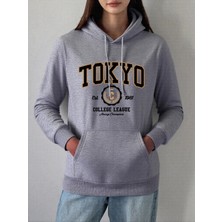 Tokyo Kolej Ligi Baskılar Hoodie Kadın Kış Polar Sıcak Kazak Temelleri Cep Kazak Rahat Rahat