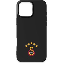 iPhone 16 Pro Uyumlu Galatasaray 5 Yıldız Arma Siyah Silikon Lisanslı Telefon Kılıfı