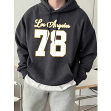 Los Angeles Numarası 78 Baskı Erkekler Sonbahar Hoody Yumuşak Cep Tişörtü Rahat Polar Eşofman