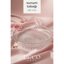 Ucco 26 cm Büyük Boy Cam Salata Servis Kasesi Lüks Sunum Tabağı - Şık Sunumluk Tabak Novento