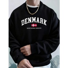 Danimarka Kuzey Avrupa Bayrağı Baskı Üstleri Erkekler Yumuşak Moda Kapşonlu Spor Polar Sokak