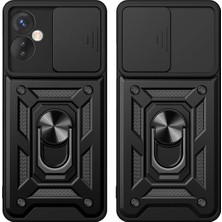 Epilons Newface Infinix Hot 30 5g Kılıf Pars Lens Yüzüklü Silikon - Siyah