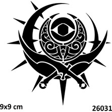 Airbrush Tattoo Savaş Sembolü Yapışkanlı Stencil Süsleme ve Boyama Kalıbı