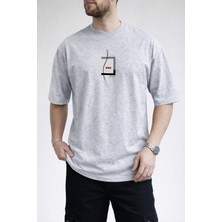 Caddekombin Erkek Forever Yazı Baskılı Bisiklet Yaka Gri T-Shirt