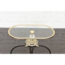 Atabey Home Cam Oval Küçük Kayık Sunumluk Döküm Gold Çerçeveli ve Kare Ayaklı