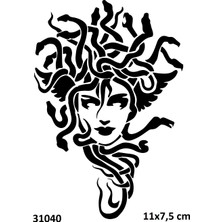 Airbrush Tattoo Medusa Yılan Saçlı Kadın Yapışkanlı Stencil Süsleme ve Boyama Kalıbı Stencil Kalıp