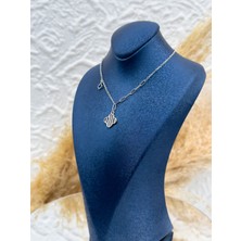Livora Jewelry 925 Ayar Gümüş Zirkon Taşlı Yonca Kadın Kolye – Özel Tasarım Ataç Zincir