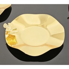 Atabey Home Metal 6'lı Çay Tabağı Döküm Kelebekli Lüks Tabak