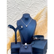 Livora Jewelry 925 Ayar Gümüş Baget Taşlı Pırlanta Montür 4’lü Kadın Takı Seti