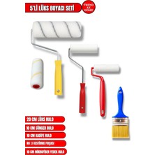 Trend Ak Home 5’li Lüks Boyacı Seti | 20 cm Rulo + 10 cm Sünger Rulo +10 cm Kadife Rulo +Yedek Mikrofiber Rulo + No:3 Kestirme Fırça