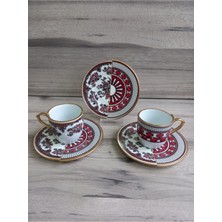 Konyax Apollo 2 Kişilik Çift Desenli Kahve Fincanı Seti