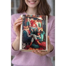 hg home&game Kitap Okuyan Kız Temalı Bez Kitap Kılıfı – Baskılı Kumaş Kitap Kabı, Kitap Koruyucu Model 2