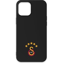 iPhone 12 Pro Uyumlu Galatasaray 5 Yıldız Arma Siyah Silikon Lisanslı Telefon Kılıfı