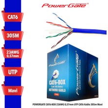Kaia Life Powergate Cat6-Box-Bl, 23AWG 0,57MM, Utp, Cat6 Kablo, 305M, Mavi