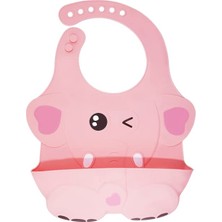 Hype Store Agubugu Baby – Kabartmalı Figürlü ve Cepli Silikon Mama Önlüğü - Pembe