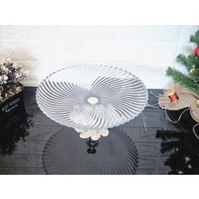 Atabey Home Büyük Boy 31 cm Yuvarlak Sunumluk & Servis Tabağı Döküm Semerkand Gümüş Ayak